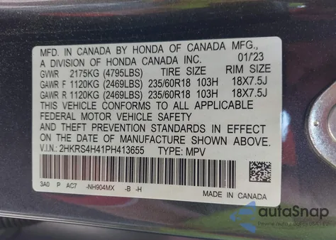 2023 Honda Cr-V Ex Awd from USA, damaged, VIN 2HKRS4H41PH413655